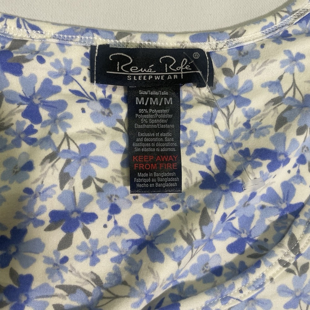 NWT Rene Rolfe 2 Piece Pajama Set Women M Sleeveless Tank W/ Capri's Blue Floral - Picture 3 of 9